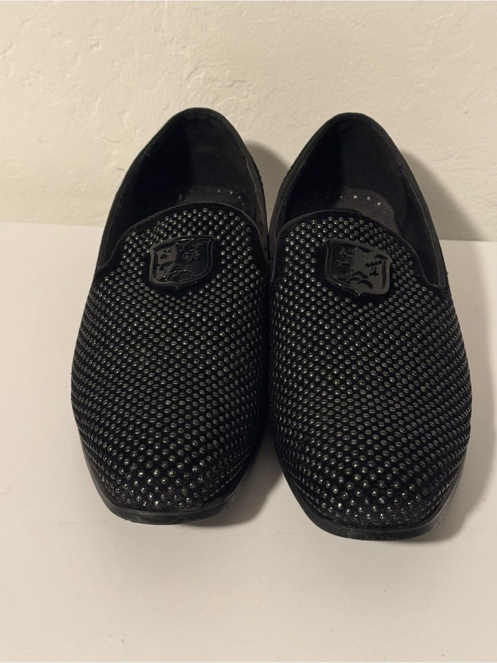 Stacy Adams Black Studded Slip-On Loafers size 12M